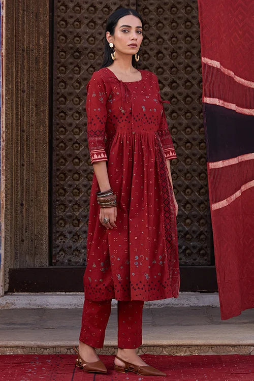 Okhai "Knotline" Cotton Ajrakh Kurta Pant Set