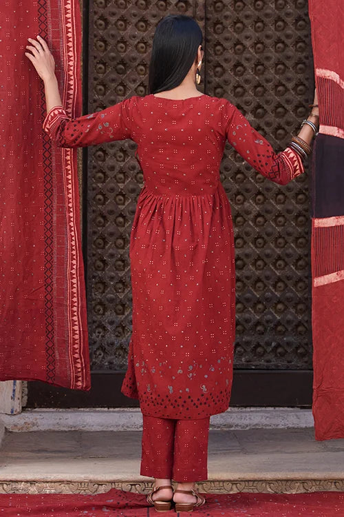 Okhai "Knotline" Cotton Ajrakh Kurta Pant Set