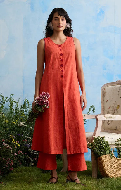 Okhai "Saffron" Cotton Kurta Pant Set