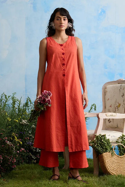 Okhai "Saffron" Cotton Kurta Pant Set