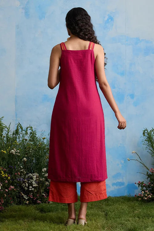 Okhai "Carnation" Cotton Sleeveless Kurta Pant Set