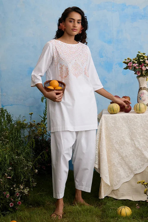 Okhai "Winter" Hand-Embroidered Mirrorwork Pure Cotton Kurta Salwar Set