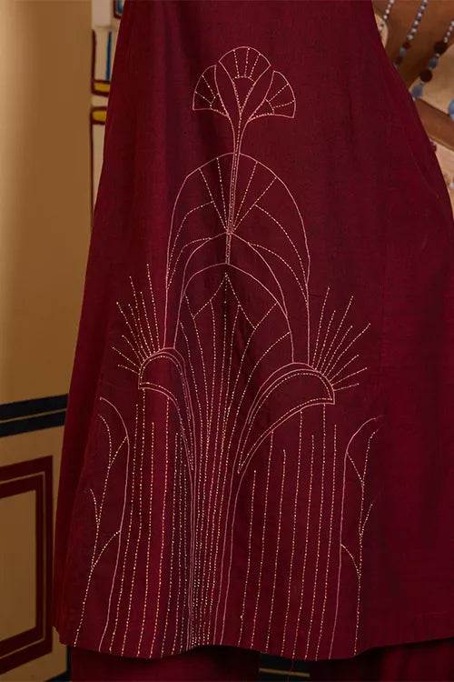Okhai "Caroline" Hand Embroidery and Beadwork Pure Cotton Sleeveless Kurta Pant set