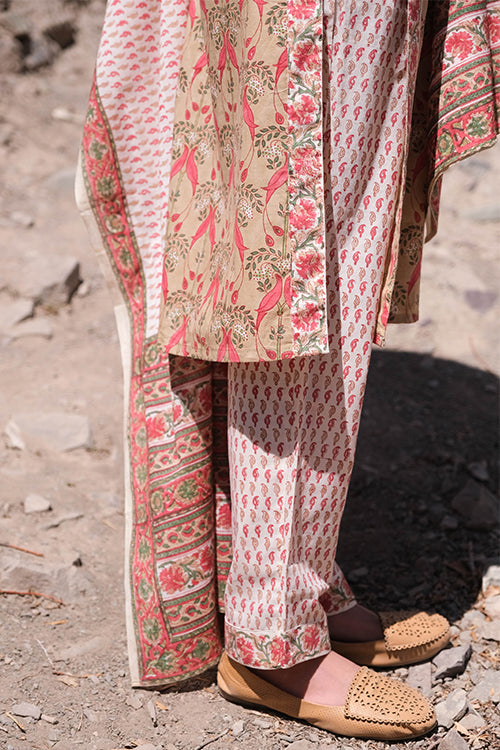 Okhai "Nagma" Handblock Printed Mirrorwork Kurta Pant Set