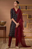 Carnelian Printed Chanderi Silk Ajrakh Kurta Pant Set For Women Online