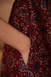 Okhai "Amber Flames" Handblock Printed Chanderi Silk Ajrakh Kurta Pant Set
