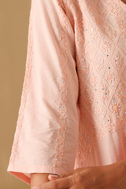 Okhai "Gauhar" Chikankari and Mukaish work Pure Cotton Kurta Pant Set with Dupatta