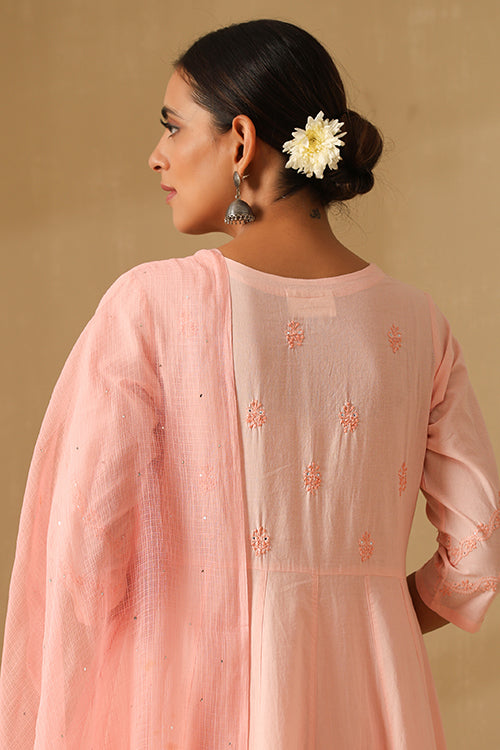 Okhai "Sajda" Chikankari and Mukaish work Pure Cotton Kurta Pant Set with Dupatta