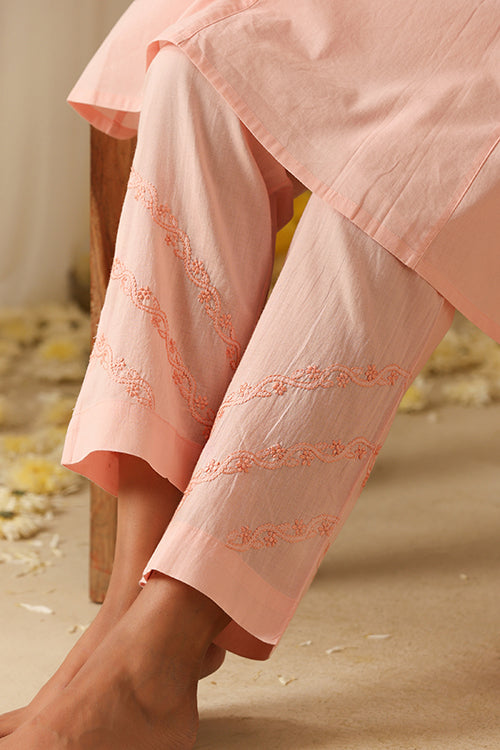 Okhai "Sajda" Chikankari and Mukaish work Pure Cotton Kurta Pant Set with Dupatta