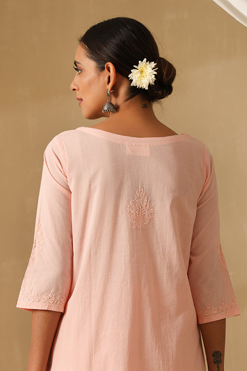 Okhai "Parveen" Chikankari and Mukaish work Pure Cotton Kurta Pant Set with Dupatta