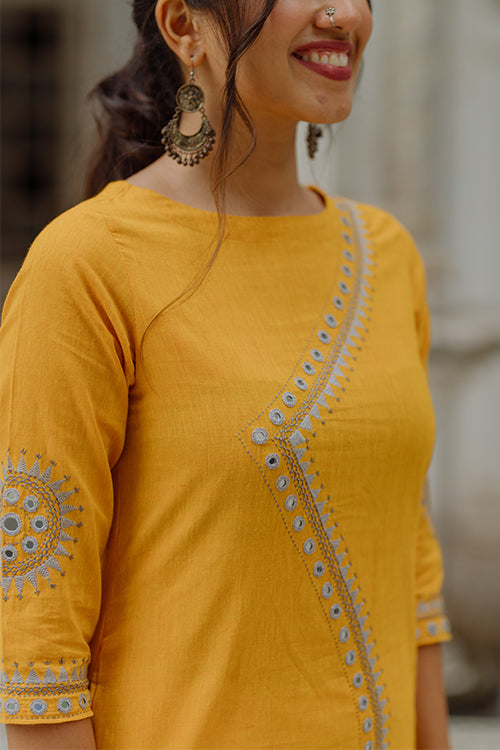 Okhai "Golden Goddess" Embroidery Work Kurta | Rescue