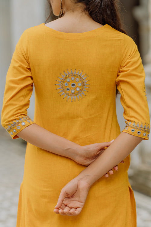 Okhai "Golden Goddess" Embroidery Work Kurta | Relove