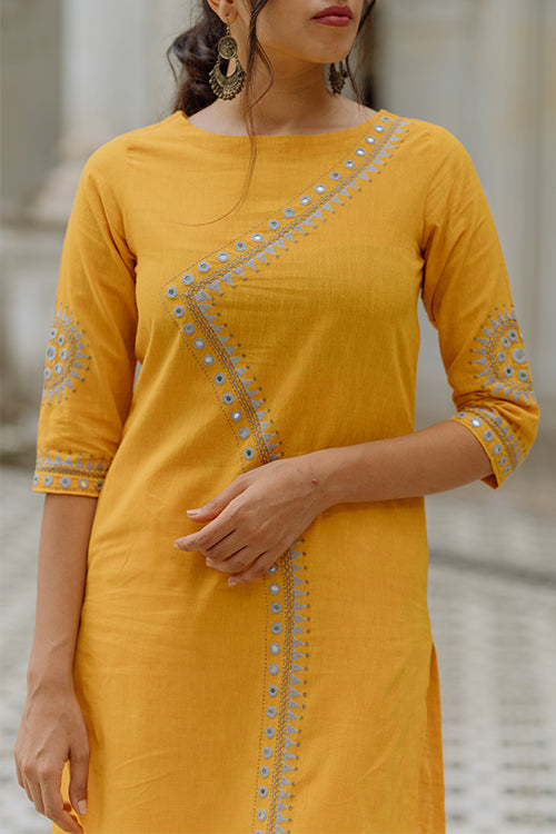 Okhai "Golden Goddess" Embroidery Work Kurta | Rescue