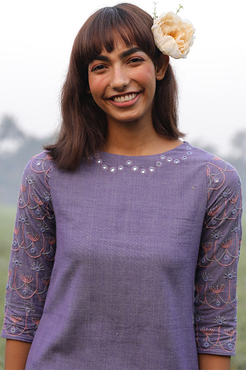 Okhai 'Lyana' Embroidered Cotton Handloom Kurta | Relove