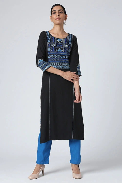 Okhai 'Bavariyo' Cotton Handloom Mirror Work Embroidery Kurta