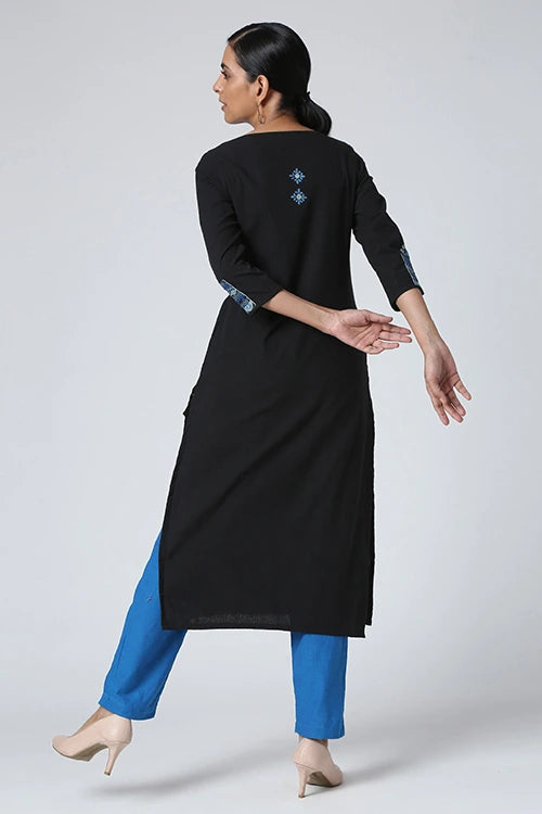 Okhai 'Bavariyo' Cotton Handloom Mirror Work Embroidery Kurta