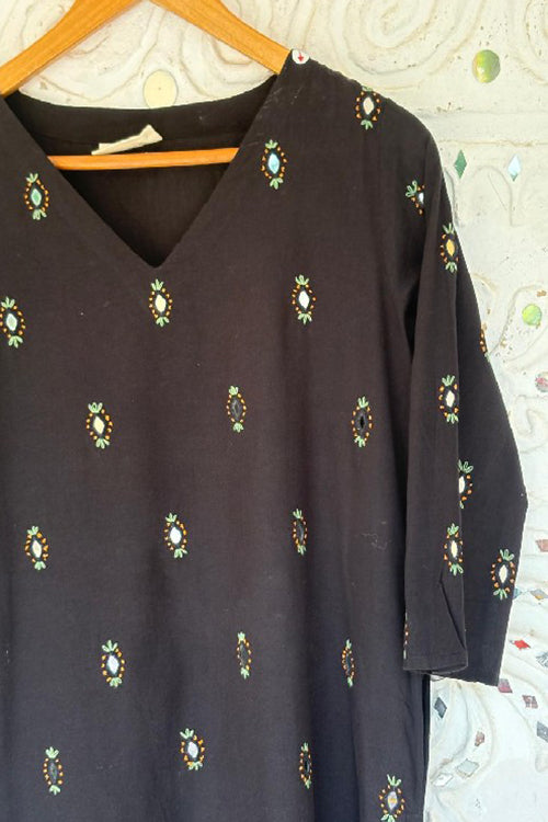 Okhai 'Spirit' Hand Embroidered Mirror Work Pure Cotton Long Kurta | Rescue
