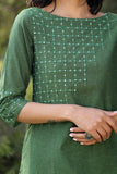 Okhai 'Lush Green' Hand Embroidered Mirror Work Kurta | Relove