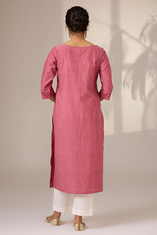 Okhai 'Potpourri' Pure Cotton Hand Embroidered Mirror Work Kurta