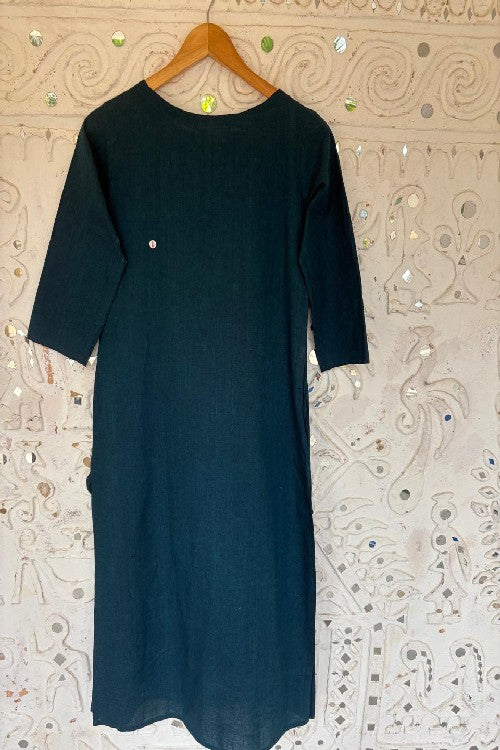 Okhai 'Melodious' Pure Cotton Applique Work Hand Embroidered Mirror Work Kurta | Rescue