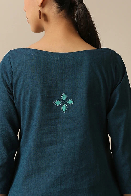 Okhai 'Melodious' Pure Cotton Applique Work Hand Embroidered Mirror Work Kurta