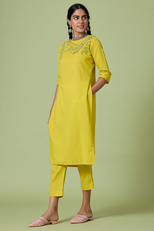 Okhai 'Dreamy' Pure Cotton Hand Embroidered Kurta