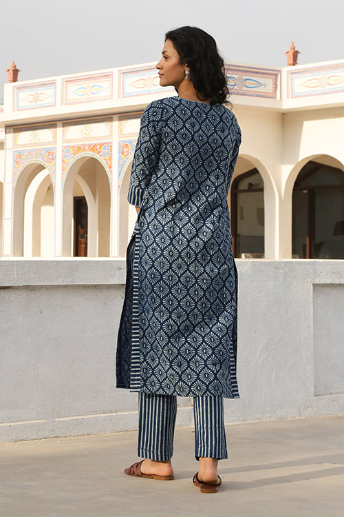 Okhai 'Mishmash' Hand Embroidered Hand Block Printed Pure Cotton Kurta