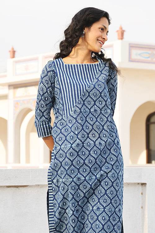 Okhai 'Mishmash' Hand Embroidered Hand Block Printed Pure Cotton Kurta