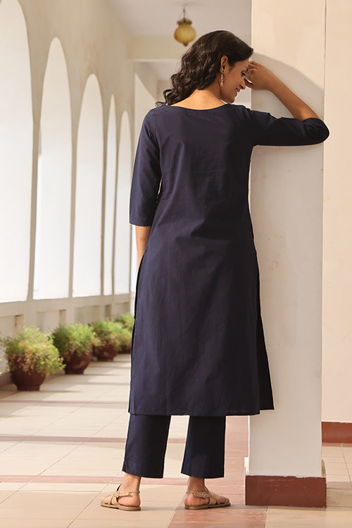 Okhai 'Shinning Stardust' Pure Cotton Hand Embroidered mirrorwork Kurta