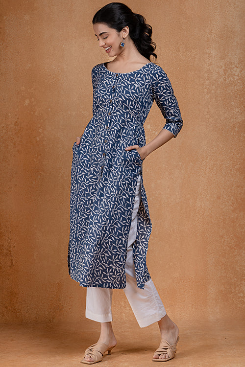 Okhai "Leafy Haze" Handblock Printed Pure Cotton Kurta