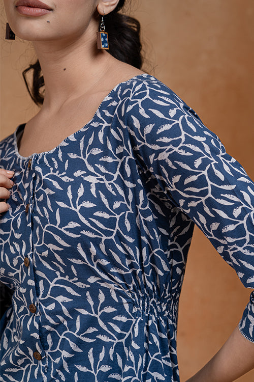 Okhai "Leafy Haze" Handblock Printed Pure Cotton Kurta