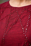 Okhai "Velvet Light" Hand-Embroidered Mirrorwork Pure Cotton Straight Kurta