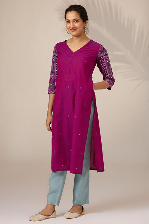 Okhai "Atrangi" Hand-Embroidered Mirrorwork Pure Cotton Kurta