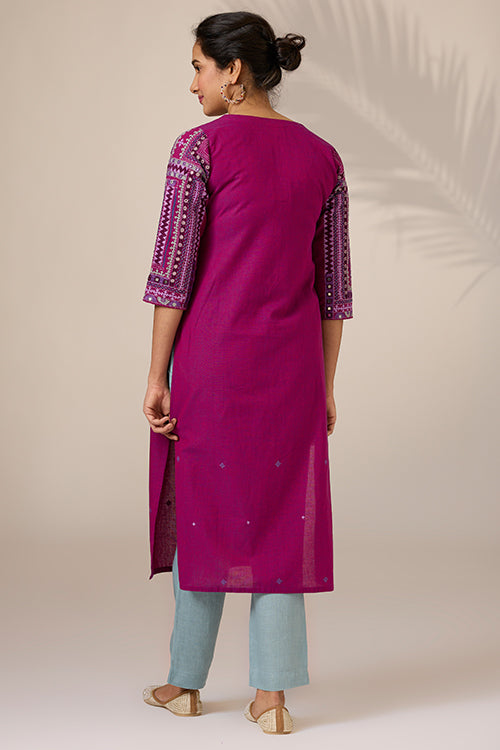 Okhai "Atrangi" Hand-Embroidered Mirrorwork Pure Cotton Kurta