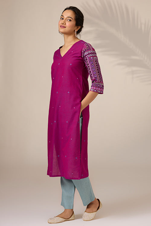 Okhai "Atrangi" Hand-Embroidered Mirrorwork Pure Cotton Kurta