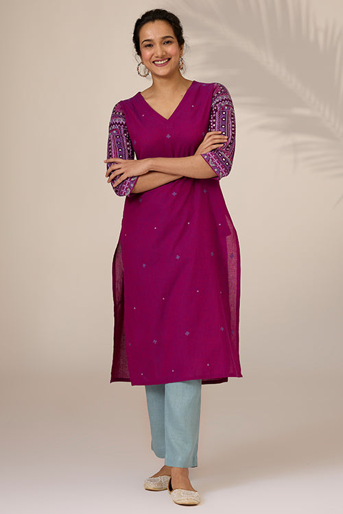 Okhai "Atrangi" Hand-Embroidered Mirrorwork Pure Cotton Kurta