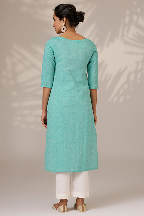 Okhai "Lumino" Hand-Embroidered Mirrorwork Pure Cotton Long Kurta