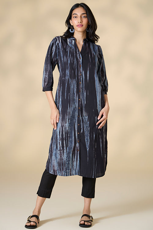 Magma Black Tie and Dye Pure Cotton Kurti Online