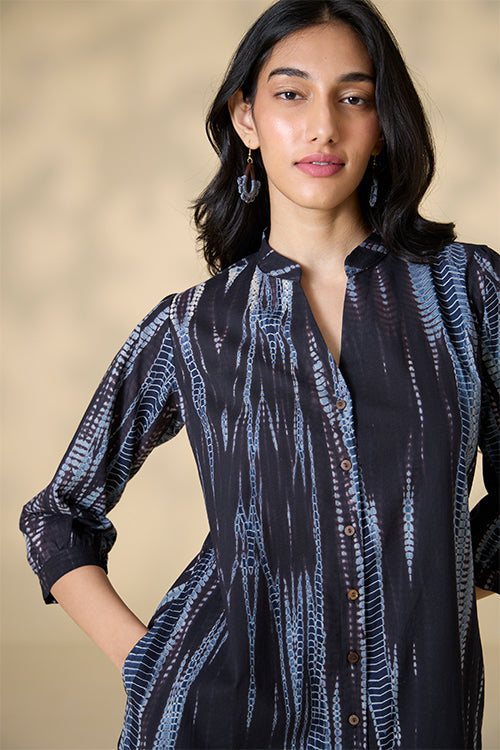 Magma Black Tie and Dye Pure Cotton Kurti Online