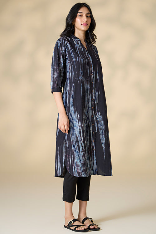 Okhai "Magma" Tie-and-Dye Pure Cotton Black Kurta