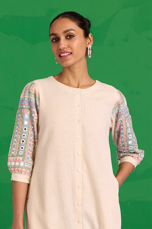 Okhai “Quench” Hand-embroidered and Mirror work Pure Cotton Kurta