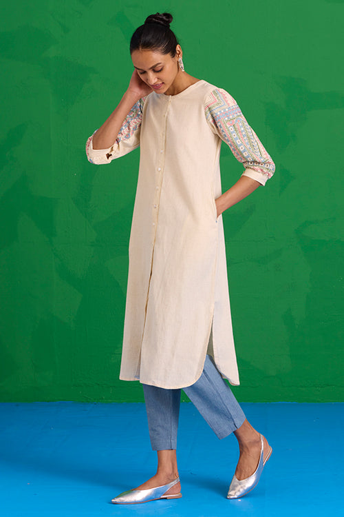 Okhai “Quench” Hand-embroidered and Mirror work Pure Cotton Kurta