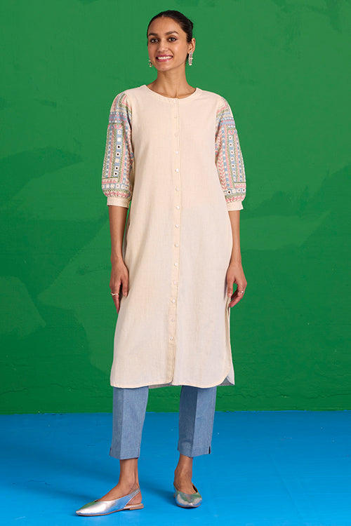 Okhai “Quench” Hand-embroidered and Mirror work Pure Cotton Kurta