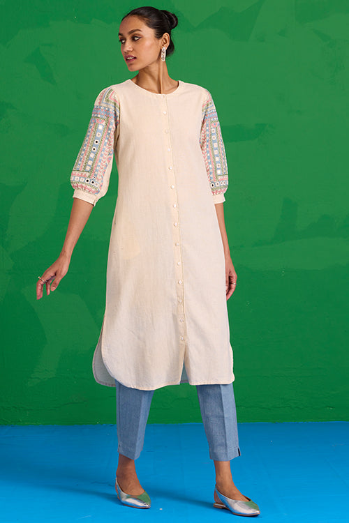 Okhai “Quench” Hand-embroidered and Mirror work Pure Cotton Kurta