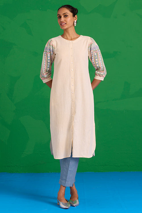 Okhai “Quench” Hand-embroidered and Mirror work Pure Cotton Kurta