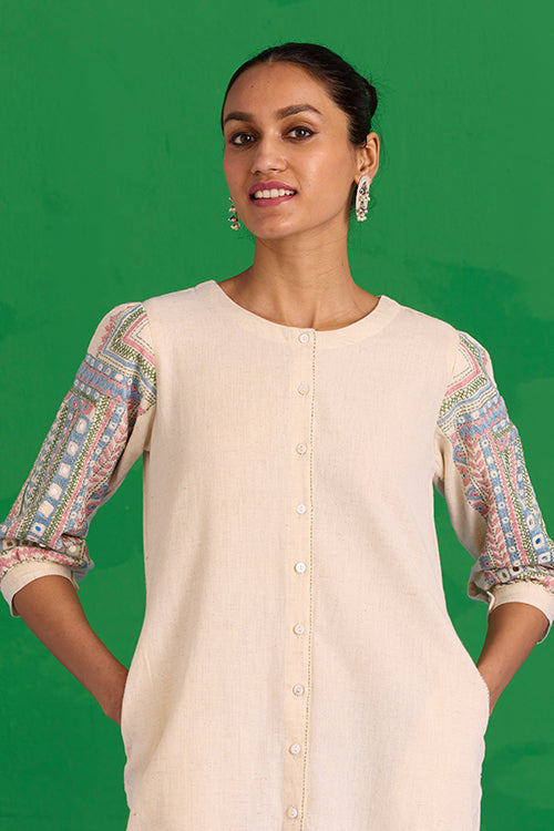 Okhai “Quench” Hand-embroidered and Mirror work Pure Cotton Kurta