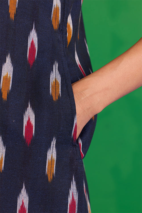 Okhai “Morning Glory” Hand-Embroidered Tikki and Mirror work Ikkat Pure Cotton Kurta