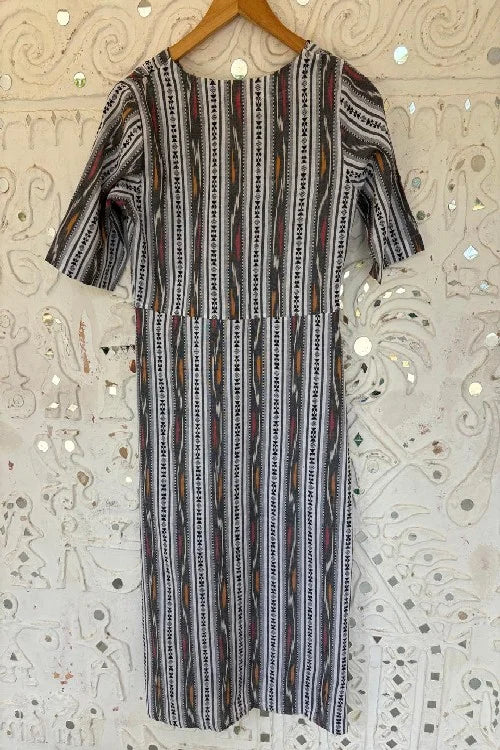 Okhai "Snowline" Pure Cotton Ikat Grey Kurta | Rescue
