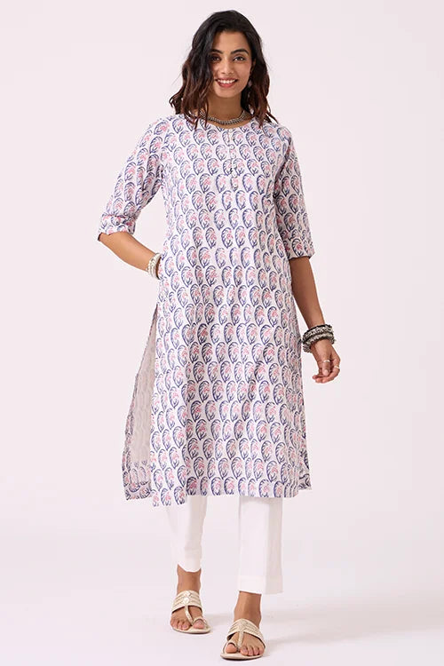Okhai "Bloom" Hand Block Printed Pure Cotton Kurta