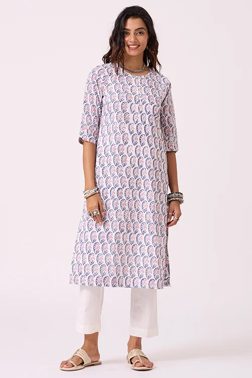 Okhai "Bloom" Hand Block Printed Pure Cotton Kurta